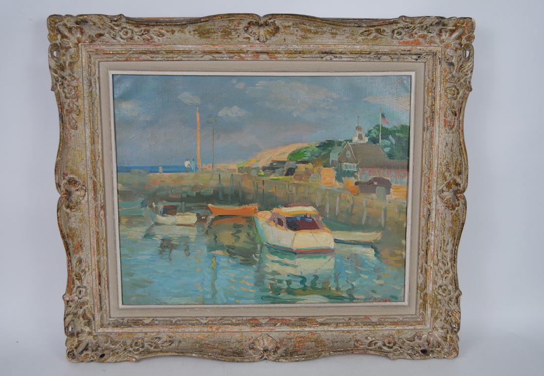 Samuel Mirsky (1883 - 1980) oil on canvas, New England: Samuel Mirsky (1883 - 1980) oil on canvas, New England Harbor Scene, 16 x 20 inches