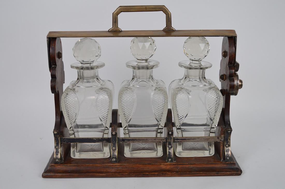 English Tantalus oak and silver plate frame with 3 (1 of 6)