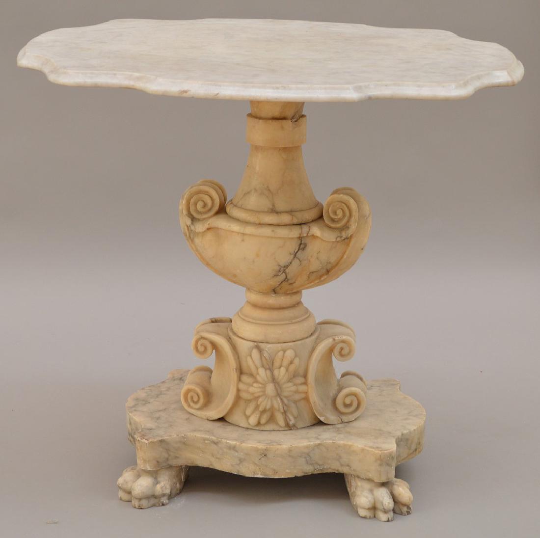 19th c. marble occasional table, urn form pedestal on 4 (1 of 6)