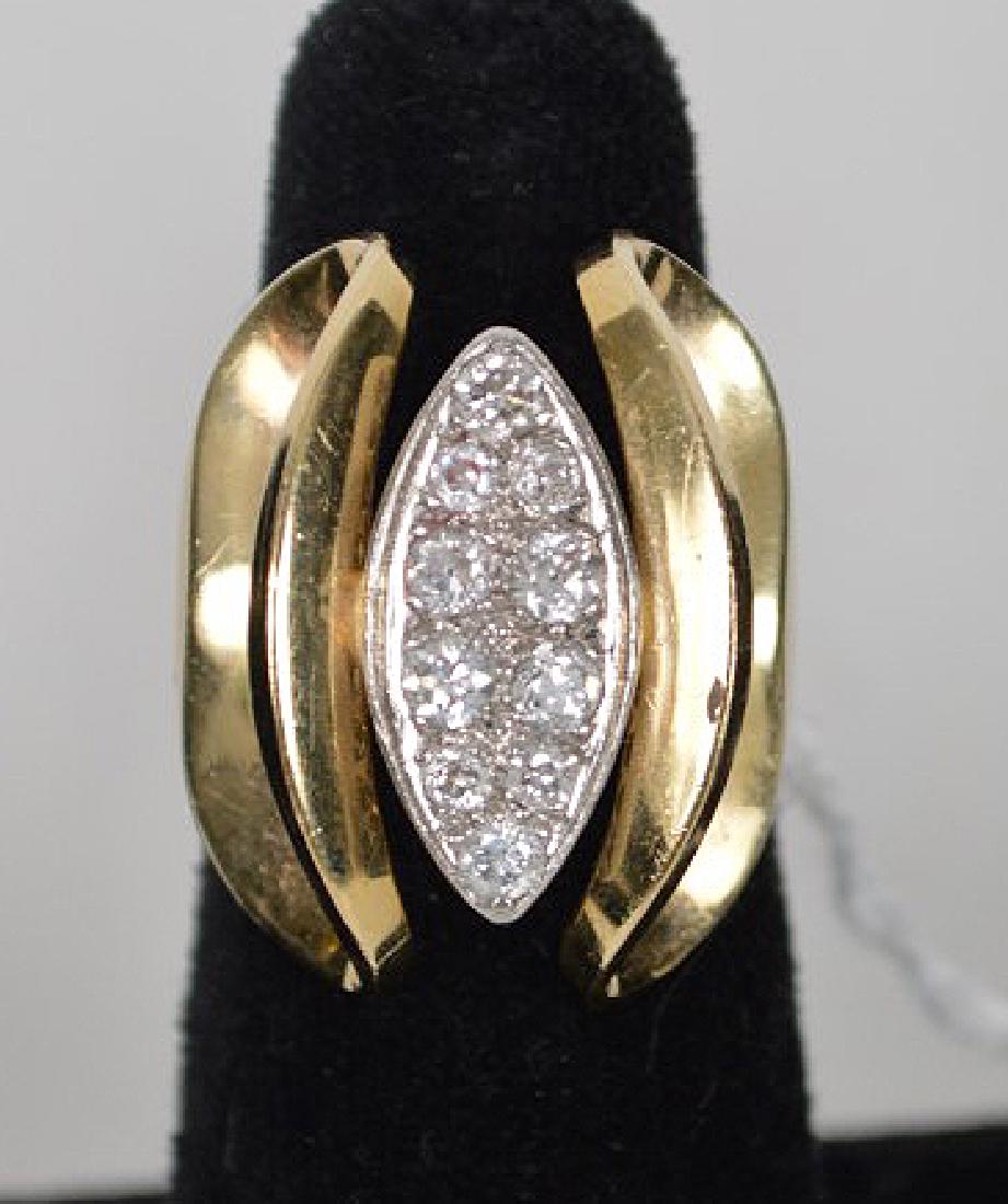 14k Yellow Gold Diamond Cluster Ring. Condition good (1 of 6)