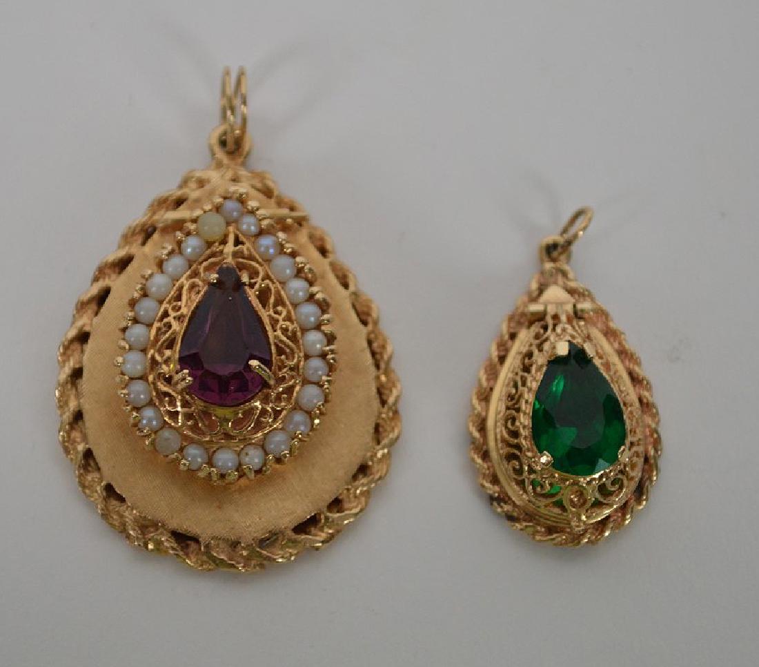 2-14k Yellow Gold Mourning Locket Tear Drop Pendant. (1 of 5)