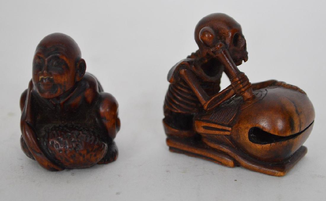 Two 19th Century Carved Box Wood Netsukes.  1 Japanese (1 of 5)