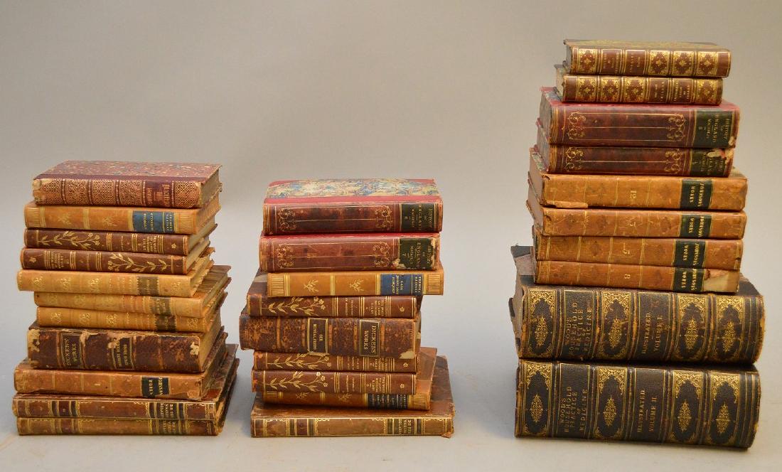 Collection of leather bound books, including 2 early (1 of 9)