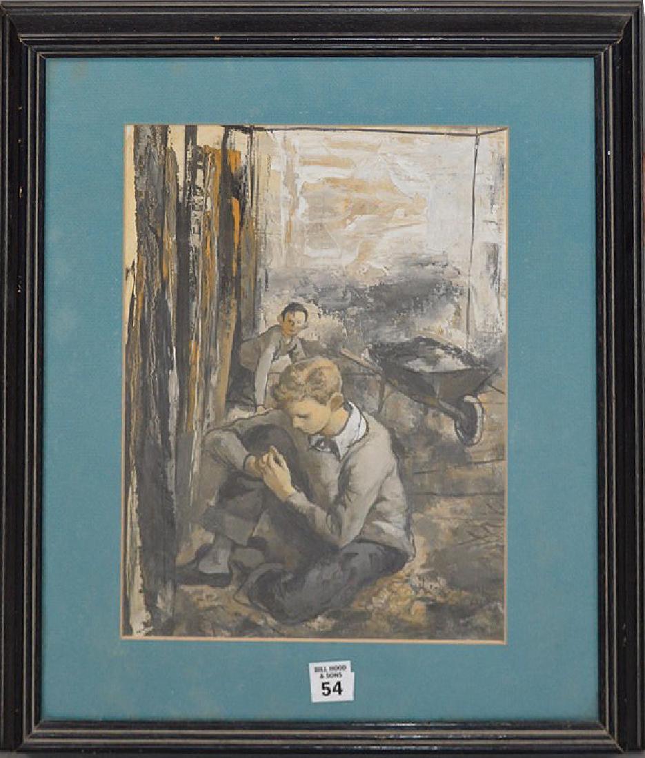 Ben STAHL (American, American, 1910-1987) Illustration: Ben STAHL (American, American, 1910-1987) Illustration for BLACKBEARDS GHOST, Houghton Mifflin, Gouache, sight size 14" x 9 1/4", label verso, frame and matted, 20-1/2 x 16-3/8 inches