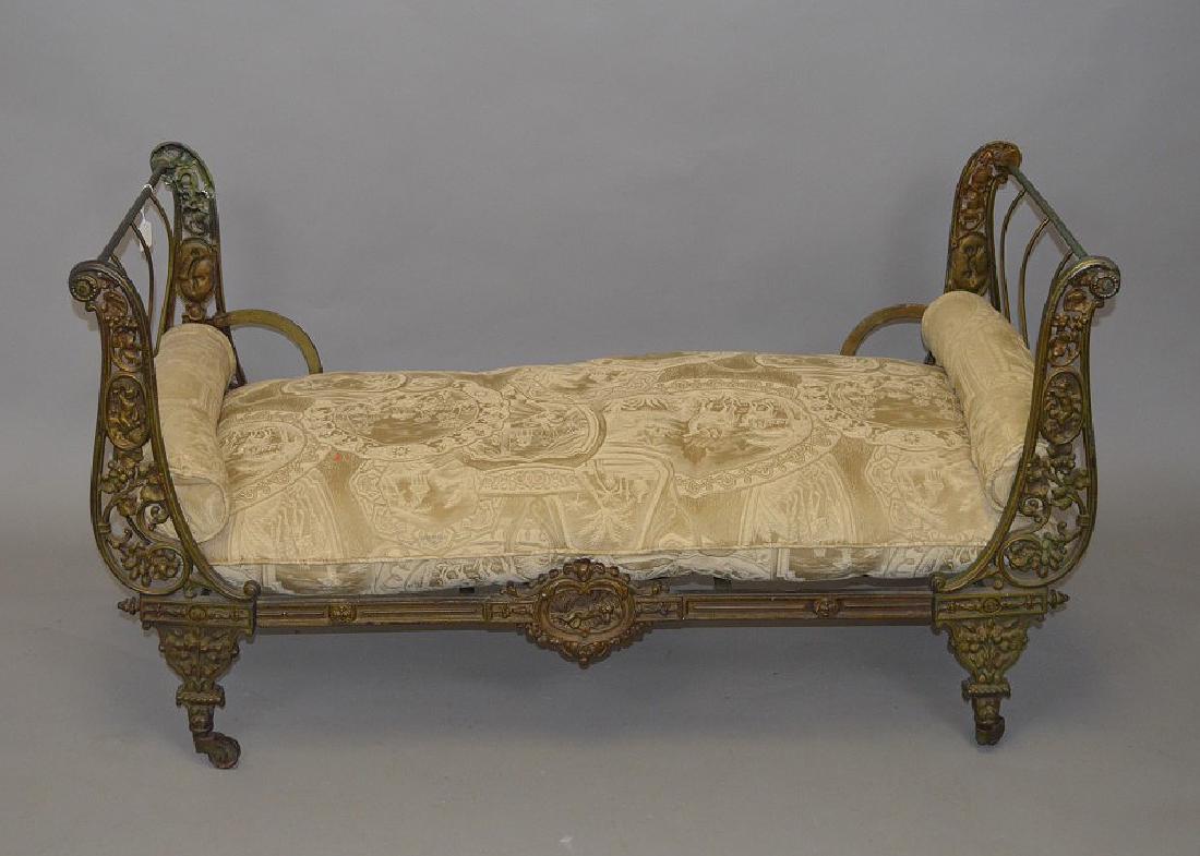 Iron Victorian child's daybed with custom mattress,: Iron Victorian child's daybed with custom mattress, good condition, 27"h x 51"w