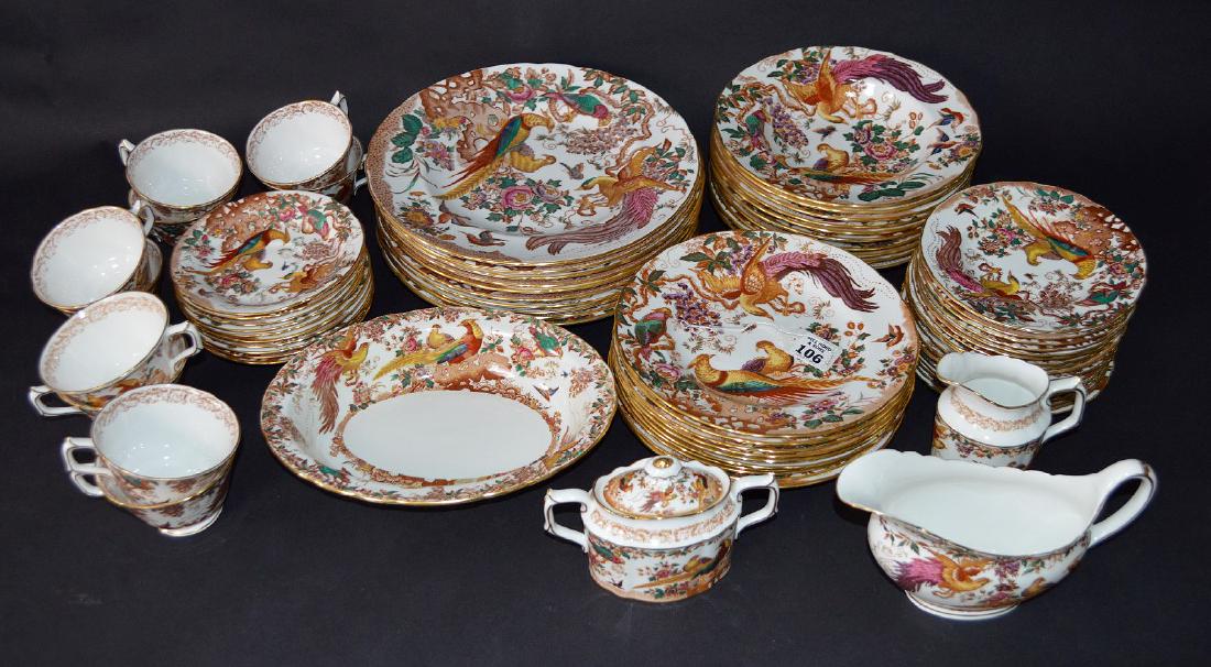 Royal Crown Derby china service, Old Avesbury, 71pcs.: Royal Crown Derby china service, Old Avesbury, incl; Royal Crown Derby china service, Old Avesbury, incl; 10 dinner plates (10 1/2"dia), 10 lunch/salad plates (8 1/2"dia), 10 soup bowls (8 1/2"dia), 1