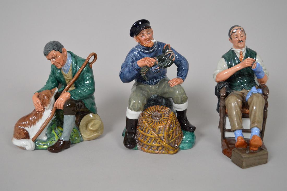 3 Royal Doulton figures, "The Master" (6"h), "The: 3 Royal Doulton figures, "The Master" (6"h), "The Lobster Man" (7"h) and "The Bachelor" (6 3/4"h)