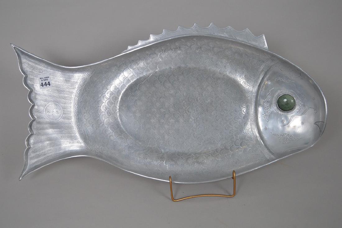 Arthur Court Design, 1975, fish with stone eye platter,: Arthur Court Design, 1975, fish with stone eye platter, 24"L