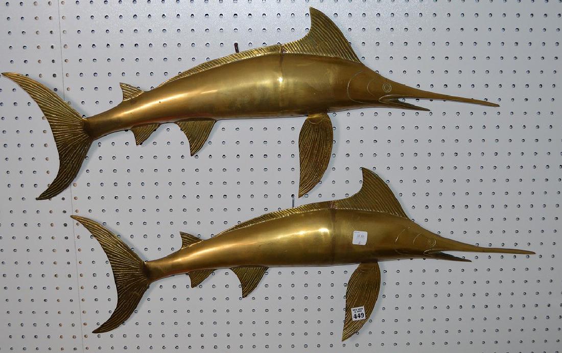 2 hanging brass "Marlin", 35"L: 2 hanging brass "Marlin", 35"L