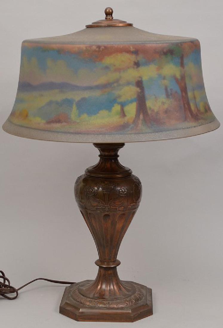 Pairpoint Lamp With Reverse Painted Glass Shade