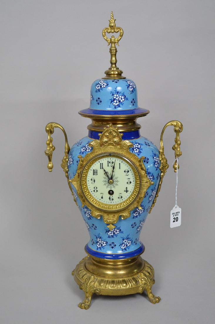 Continental Bronze & Porcelain Clock with time and (1 of 6)