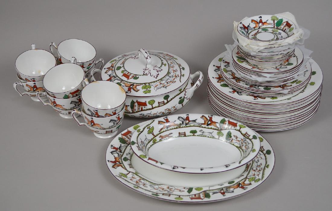 Staffordshire china, Hunting Scene, incl; 11 dinner (1 of 4)