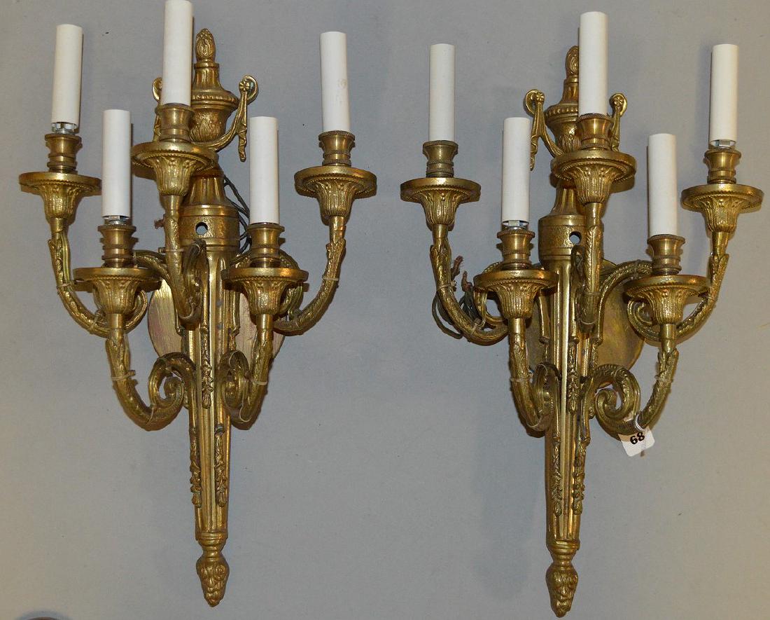 Pair of bronze 5 light sconces, 20"h x 13"w x 6"d (good (1 of 5)
