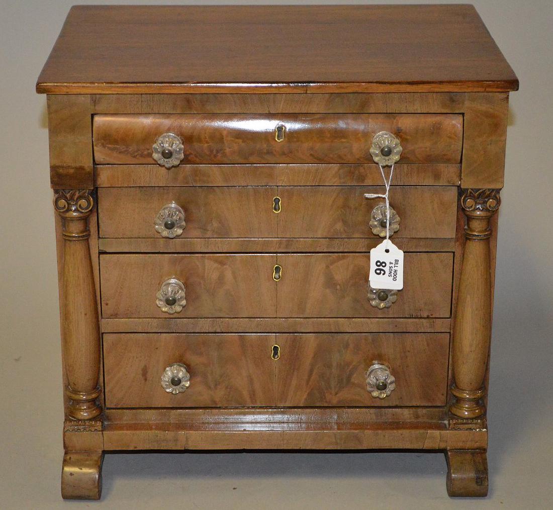 Miniature Empire mahogany 4 drawer chest, 15"h x 15 (1 of 6)