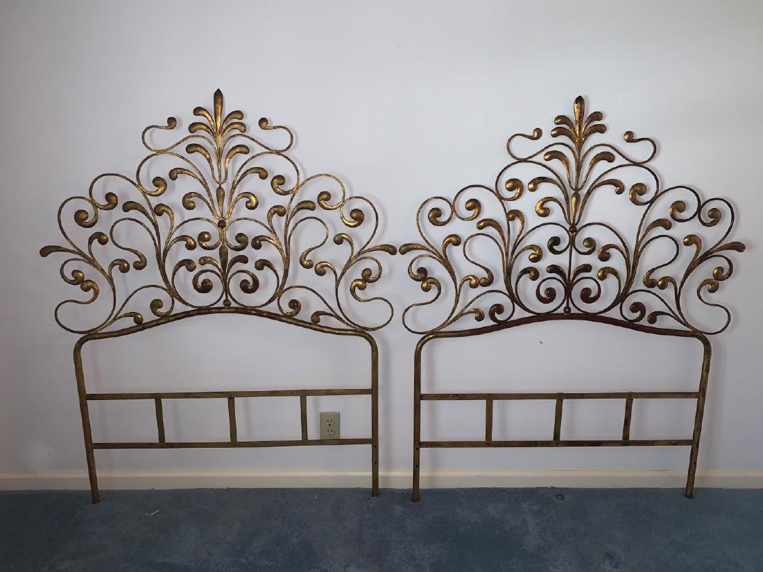 2 gilt metal twin Hollywood Glam headboards: 2 gilt metal twin Hollywood Glam headboards