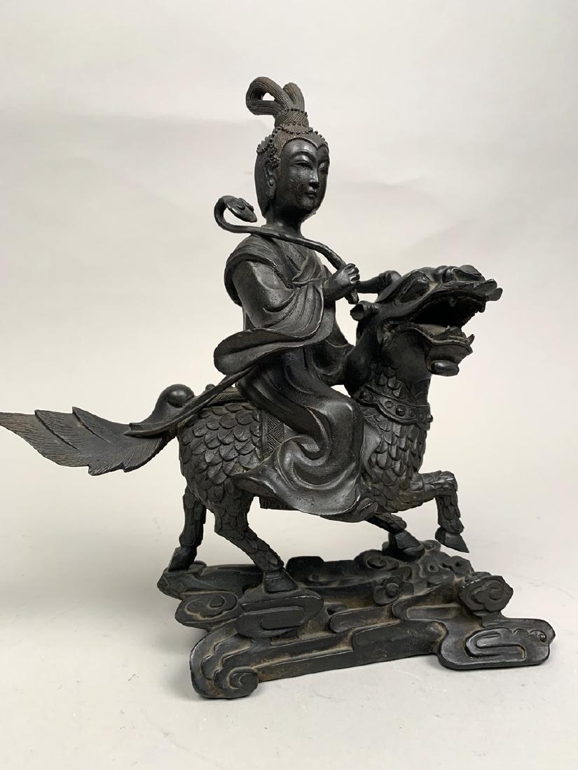 Early Chinese Bronze Bodhisattva Riding Kylin Dragon, (1 of 6)