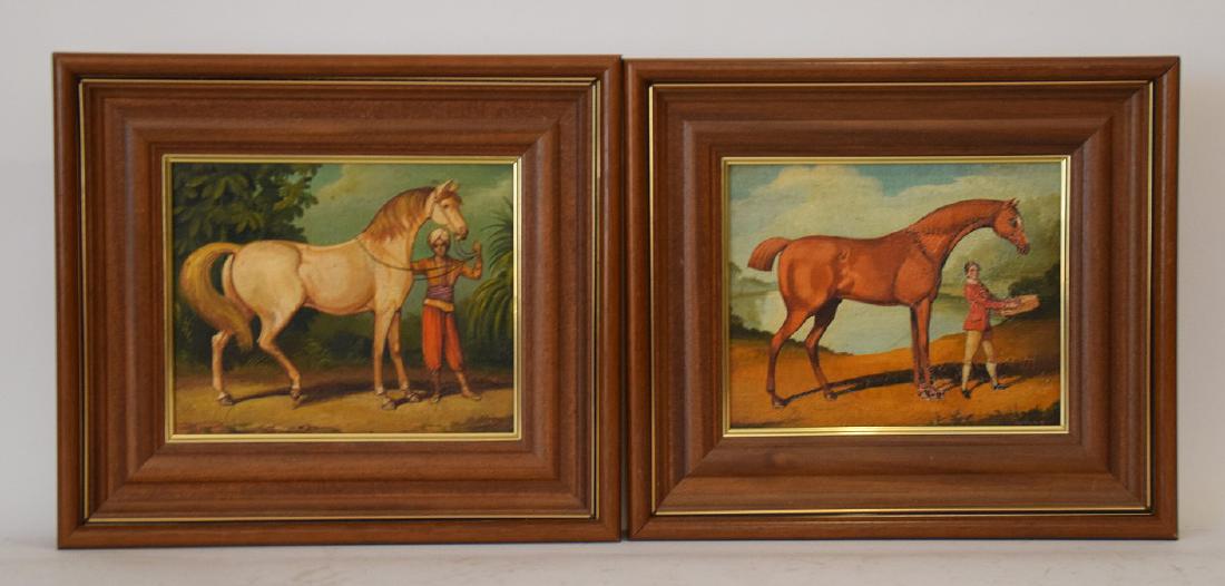 William Skilling (born 1940) Pair of oil on canvas: William Skilling (born 1940) Pair of oil on canvas horse paintings, 8-3/4 x 10-3/4 inches, overall framed size 14 x 16 inches