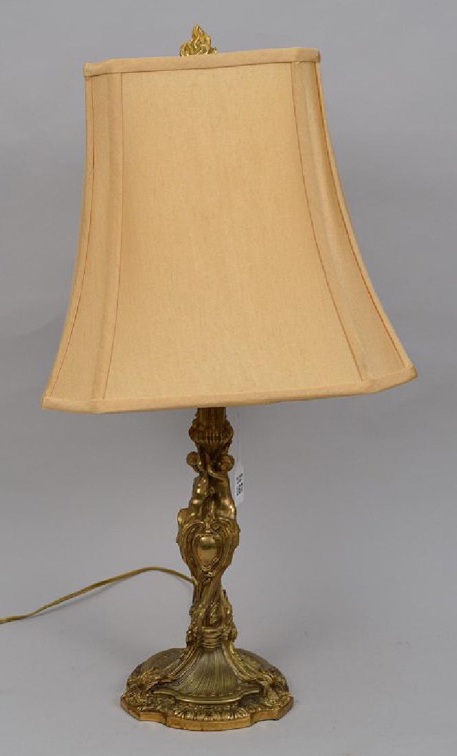 Gilt Bronze Rococo Style Lamp.  Condition: good and (1 of 7)