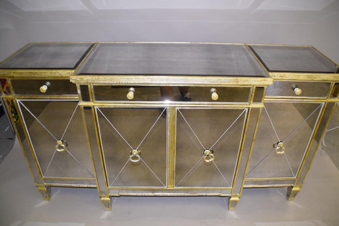 Mirrored Neo-Classical sideboard, 38"h x 70"w x 20"d: Mirrored Neo-Classical sideboard, 38"h x 70"w x 20"d