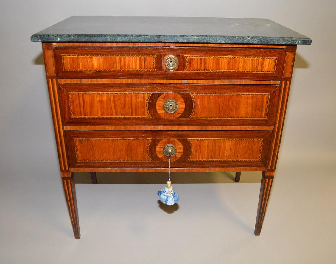 19th century French commode with green marble top over (1 of 6)