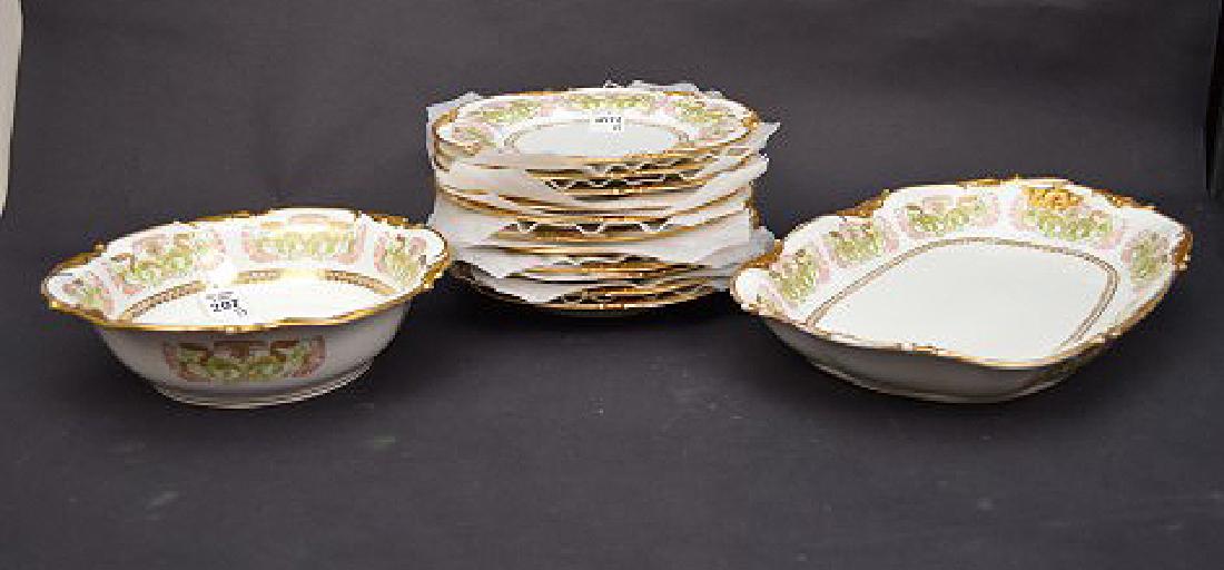 13 Pieces J Pouyat Limoges Porcelain.  11 Plates (1 of 6)