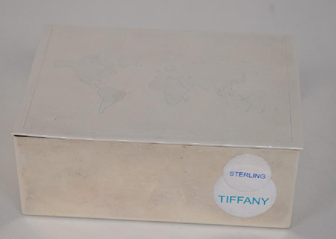STERLING SILVER TIFFANY BOX. World Map on lid. Size (1 of 7)