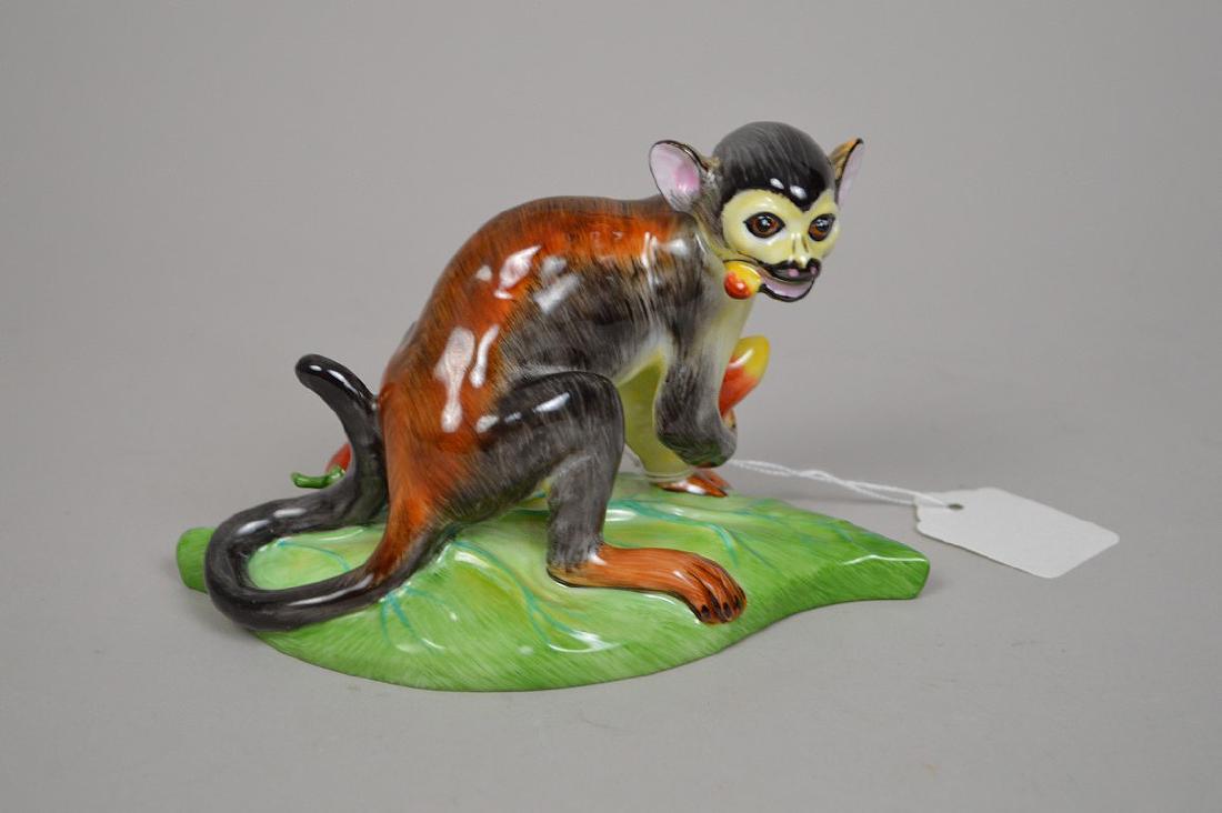 Lynn Chase ceramic monkey with fruit, 4 1/2"h x 6 1/2"w (1 of 3)