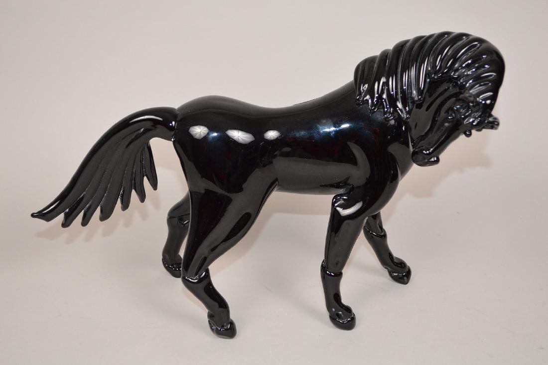 Murano glass black horse figure, 11 inches Long (1 of 7)