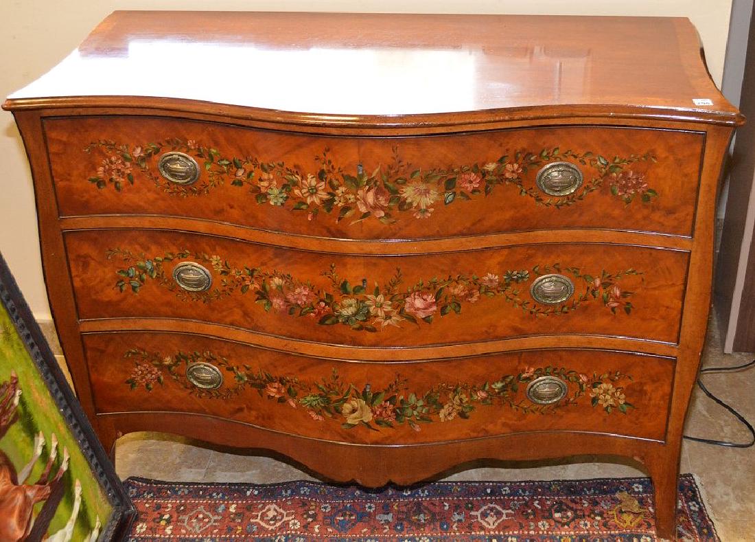 Adams style serpentine mahogany 4 drawer chest, hand (1 of 4)