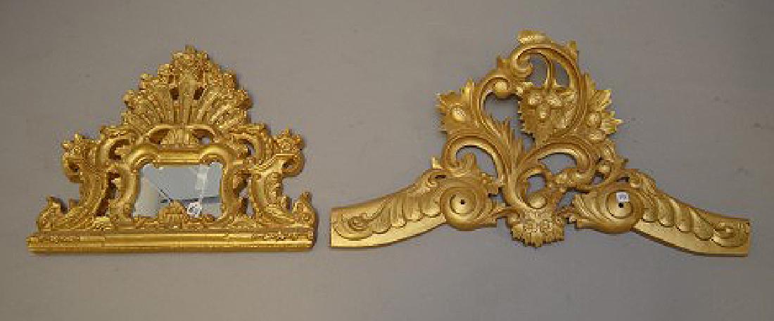 2 gilded decorative wood architectural pieces, (1) has (1 of 8)