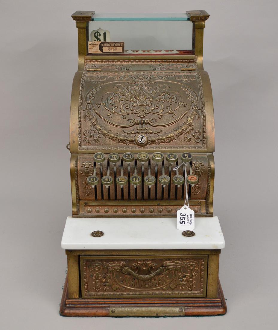 Antique brass National cash register, 17"h x 9 1/2"w x (1 of 15)
