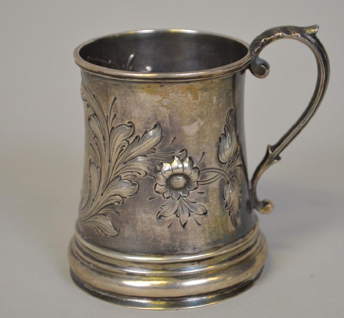 Coin silver 19th century tankard, signed N.Y, 4.25 ozt (1 of 6)
