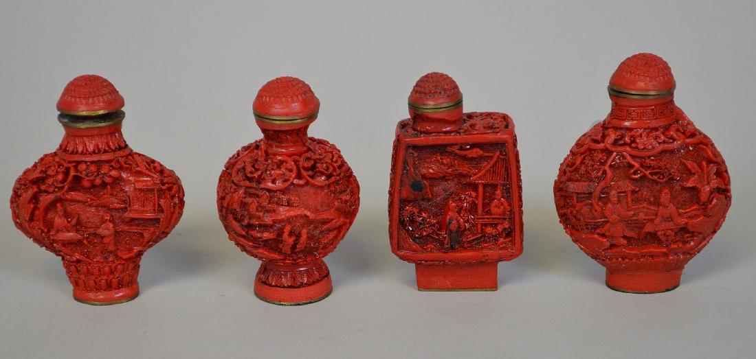 4 cinnabar snuff bottles (1 of 8)