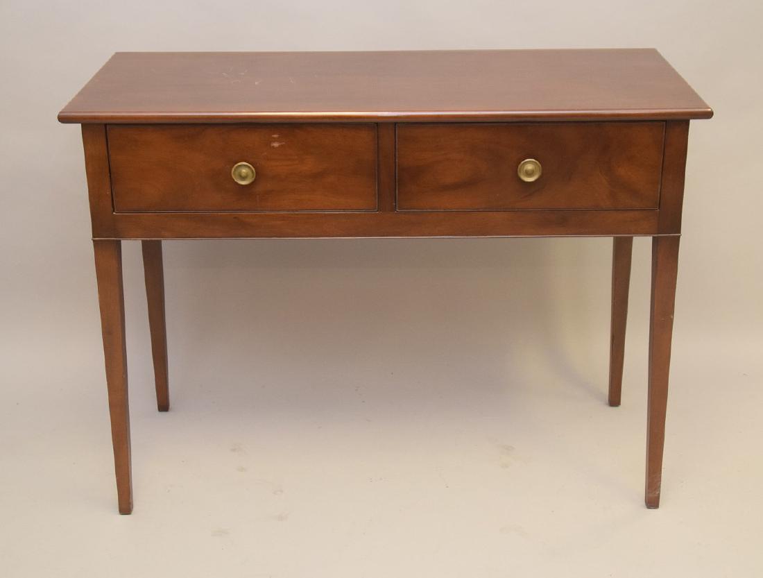 KITTINGER Mahogany console, 2 sided by side drawers: KITTINGER Mahogany console, 2 sided by side drawers, 34 1/2"h x 47 3/4"w x 20 1/2"d