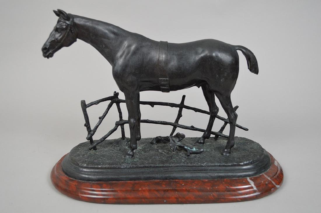 Bronze horse on marble base, after D.J. Mene, 9 1/2"h x (1 of 6)