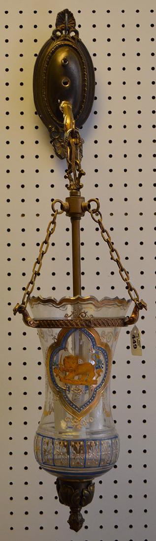 Eastern European glass shade, 2 light fixture, wall (1 of 7)