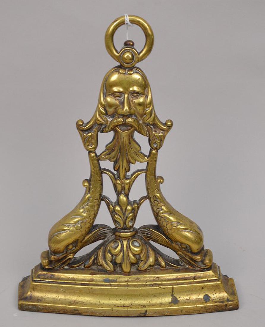 19th century brass doorstop with dolphins, 12 1/2"h x (1 of 5)