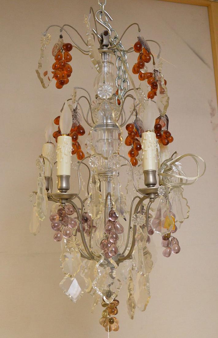 Chandelier, 5 light crystal & colored grapes (1 of 4)