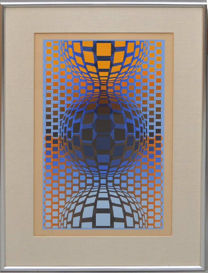 Victor Vasarely (1906 – 1997) French/Hungarian, 20th: Victor Vasarely (1906 – 1997) French/Hungarian, 20th Century?Three Balls, 1974?Color serigraph?Signed lower right in margin in pencil, “Vasarely” Numbered lower left in pencil, “25/150” H. 2