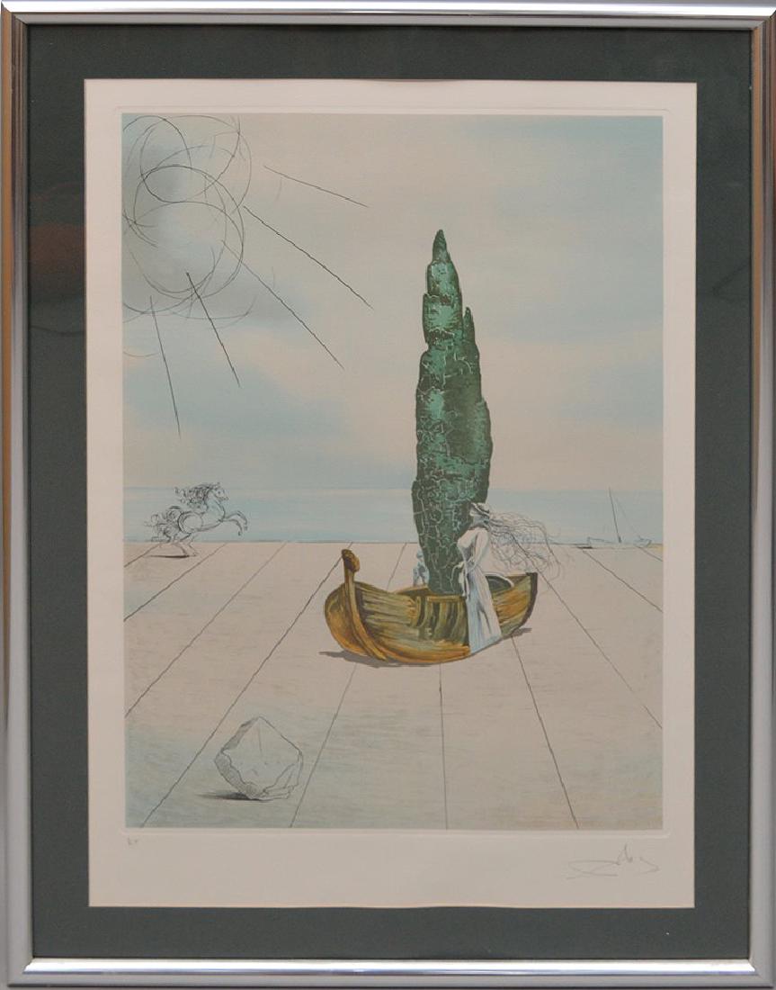 Salvador Dali (1904 – 1989) ?Spain, 20th: Salvador Dali (1904 – 1989) ?Spain, 20th Century?Untitled?Color etching?Signed lower right in pencil, “Dali” Numbered “E.A.” on lower left. ?H. 24 3/4” x W. 17 1/2” Framed under glass