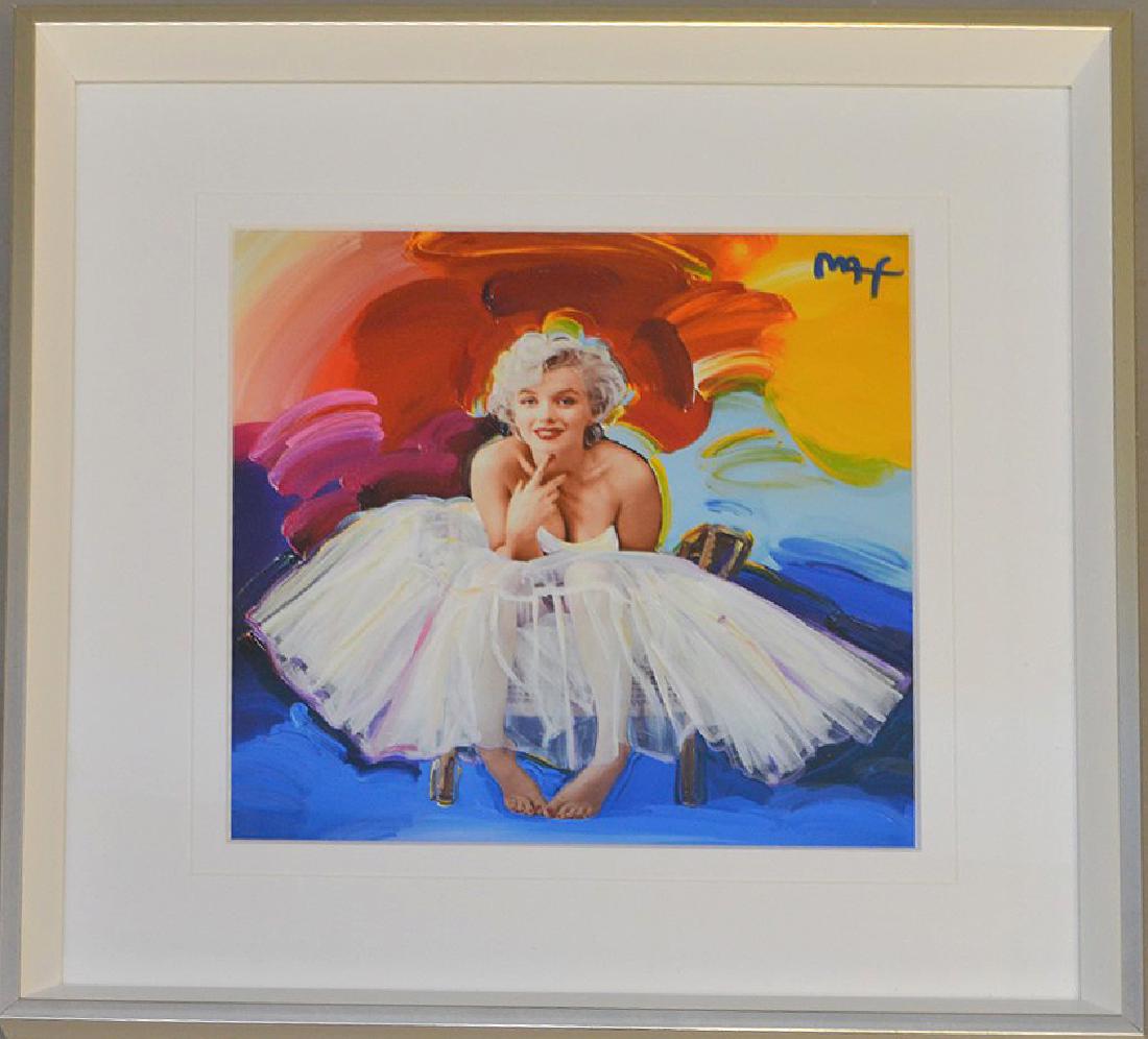 PETER MAX GICLEE OF MARILYN MONROE, seated in white: PETER MAX GICLEE OF MARILYN MONROE, seated in white dress signed Peter Max