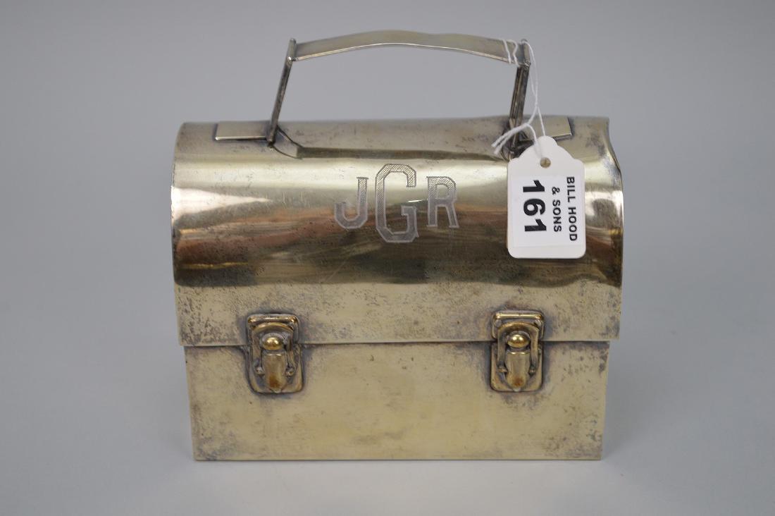 Cartier Hand Made Sterling Silver Purse. Size 6.5" x: Cartier Hand Made Sterling Silver Purse. Size 6.5" x 6.5" x 3.5" Condition has several dents please see pictures. Weight 18 ozts. Blue Velvet lined This item is available for in house shipping contact