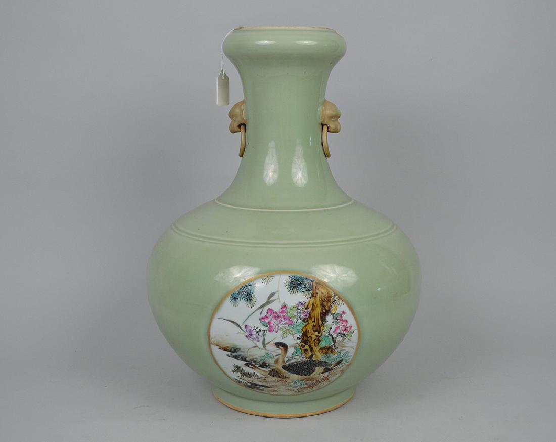 Chinese Qing Famille Rose Porcelain Vase with Celadon (1 of 10)