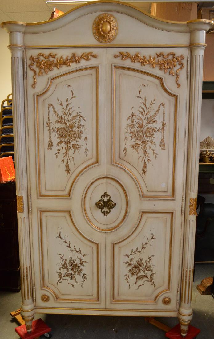 Karges armoire, white with gold accents, 24 deep x 47w: Karges armoire, white with gold accents, 24 deep x 47w x 84 inches tall
