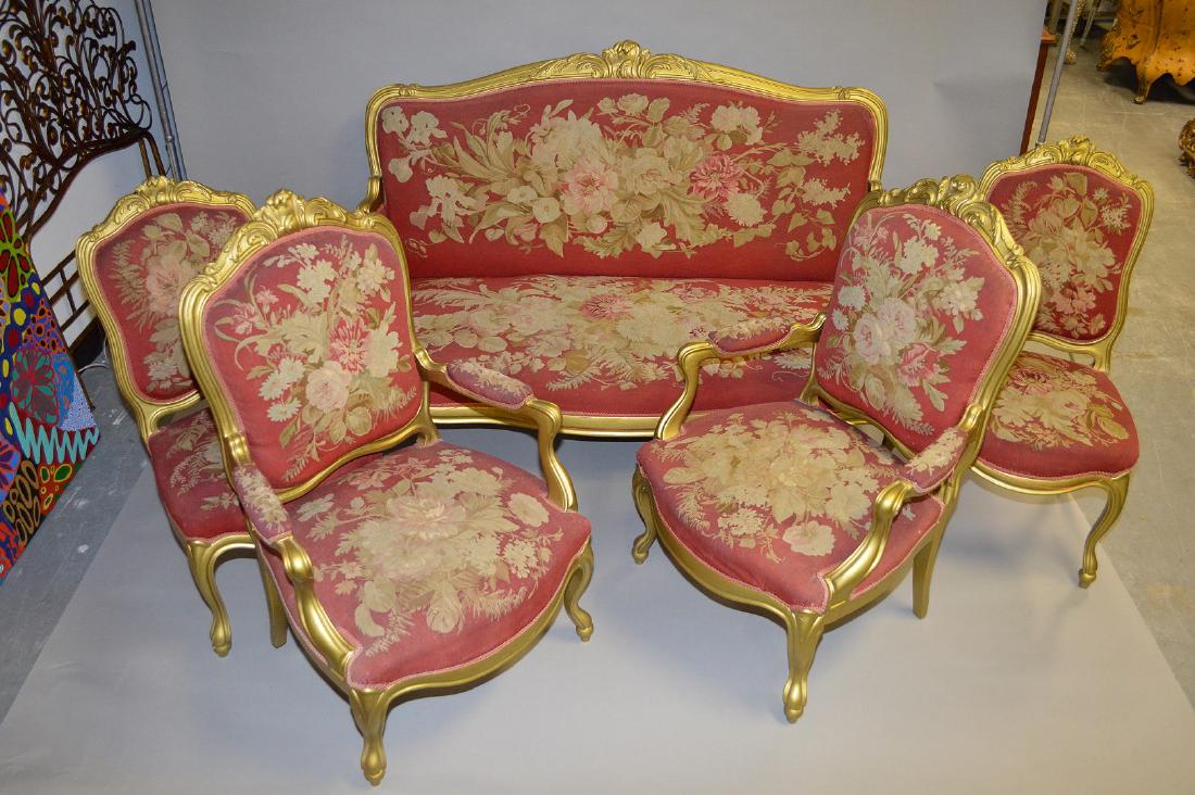French 5pc. carved and painted parlor suite with (1 of 14)