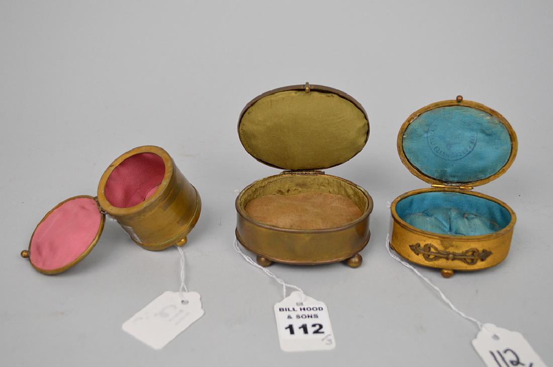 3 Pietra Dura & gilt metal boxes, largest 3 1/8"L (1 of 9)