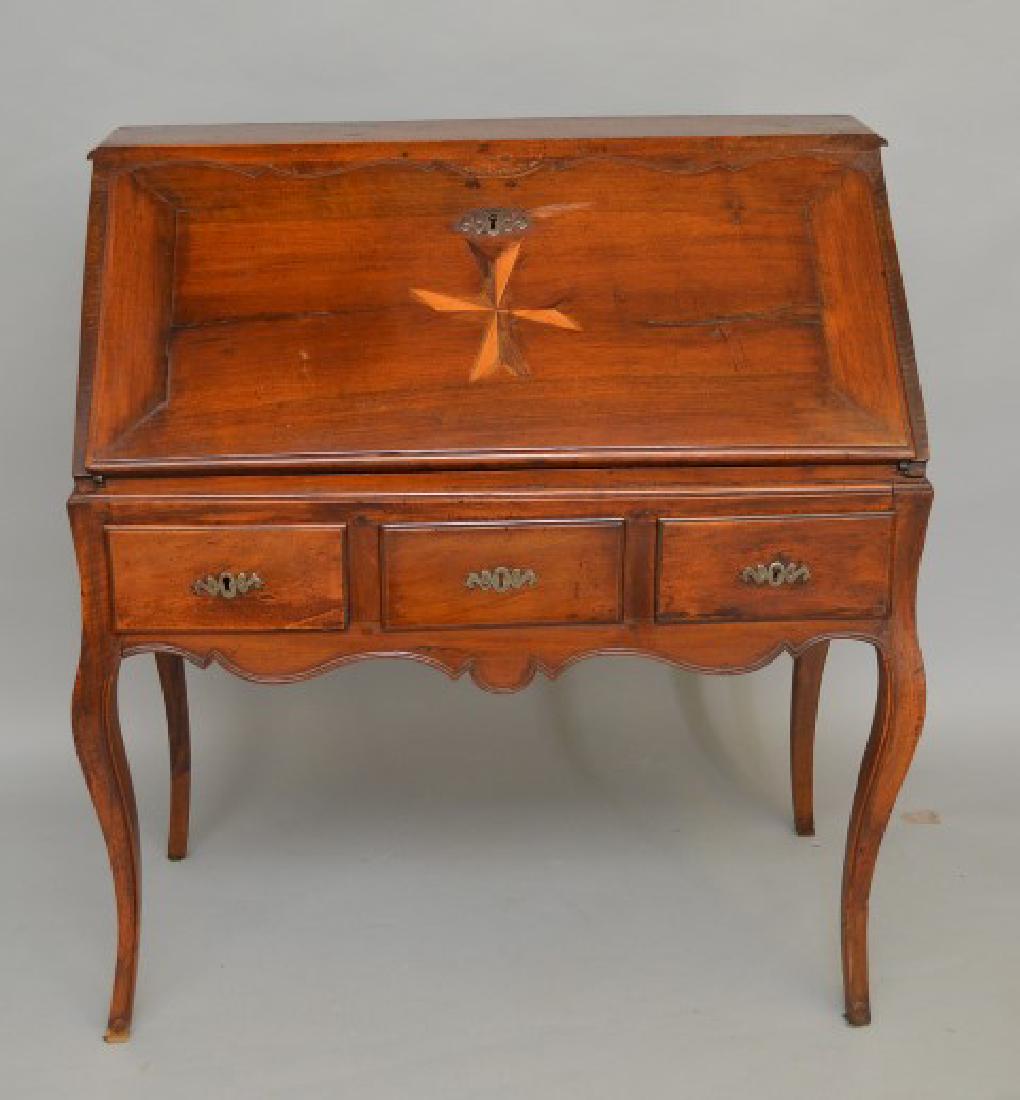 Italian 18th c. writing desk with inlay star over 3 (1 of 7)