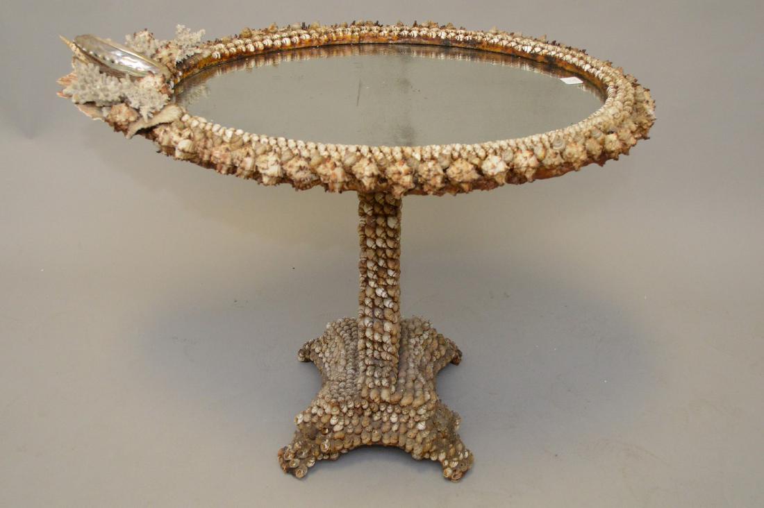 Vintage "shell" side table with mirrored surface, 22"h (1 of 7)