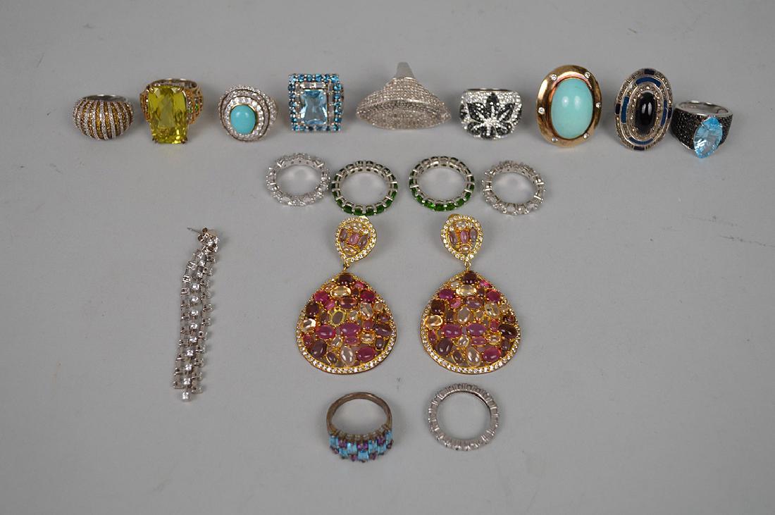 Lot of Sterling Silver Jewelry. 15 Rings, size 6-8.5. 1 (1 of 4)