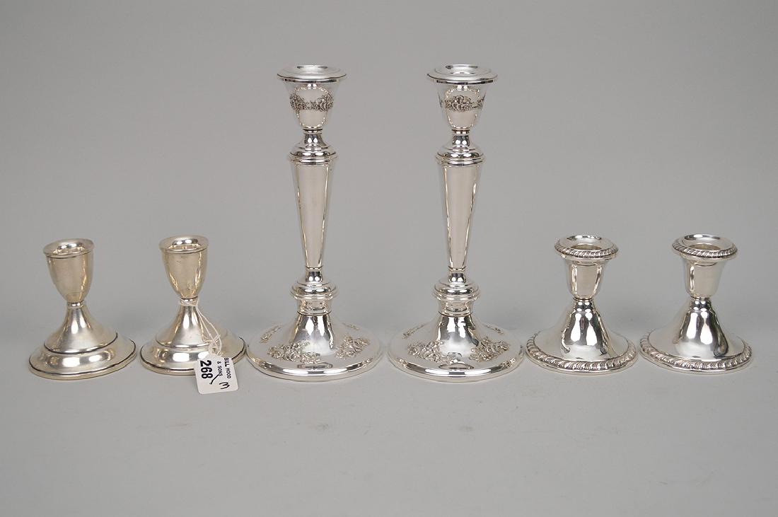Sterling candlesticks, 3 assorted pairs, Gorham, Alvin (1 of 7)